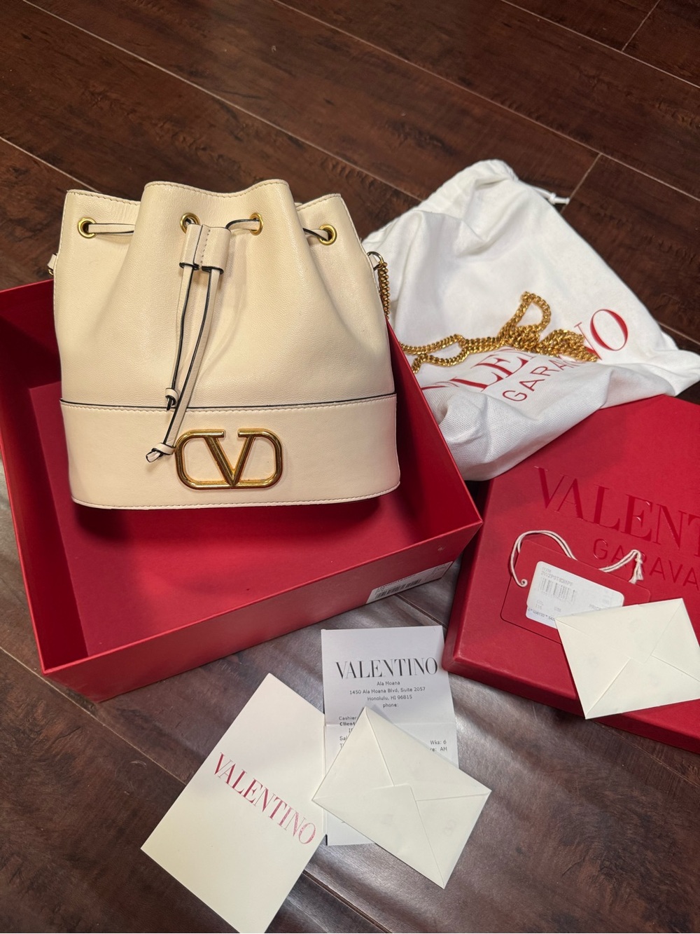 Valentino Garavani Ivory Mini VLogo Signature Bucket Bag